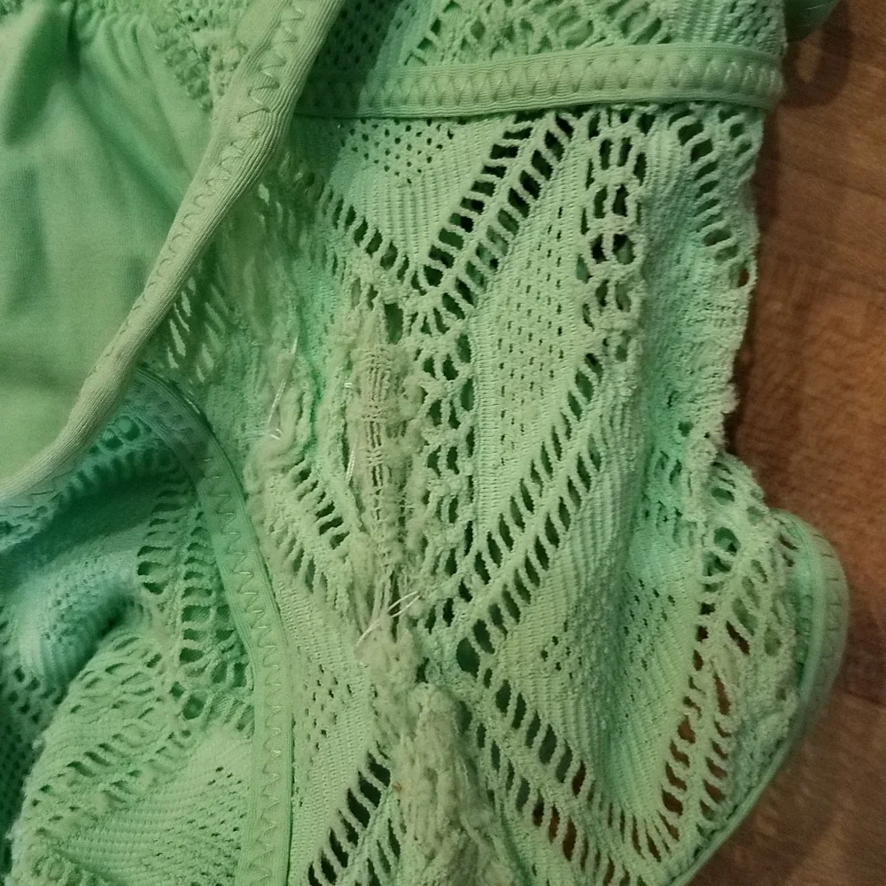 BECCA ONE PIECE SWIMSUIT MESH CROCHET MINT GREEN  XL